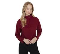 TRENDYOL Felpa da Donna a Maniche Lunghe dritte Maglia di Tuta, Bordeaux, M