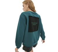 TRENDYOL Felpa da Donna a Maniche Lunghe Maglia di Tuta, Nero, XL