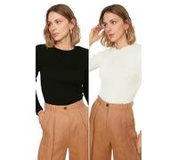 Trendyol Felpa da Donna Ecru Dual Pack Knitwear Black And White, S