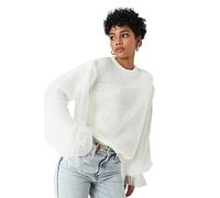 Trendyol Felpa da Donna Girocollo Tinta Unita Regolare, Ecru, S