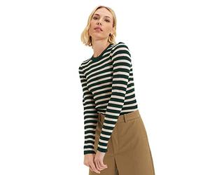Trendyol Felpa da Donna in Maglia a Righe Verdi, Verde, S