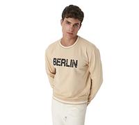 Trendyol Felpa Girocollo con Slogan Maglia di Tuta, Beige, L Uomo