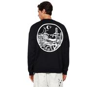 Trendyol Felpa Oversize con Stampa Paesaggio Girocollo Maglia di Tuta, Nero, XL Uomo
