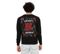 Trendyol Felpa Stampata con Colletto da Bicicletta Regolare a Maniche Lunghe da Uomo Nero Maglia di Tuta, XL