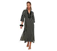 Trendyol Gestreifter Quaste detaillierter Voile Kimono & Kaftan, Kimono e caftano in voile con nappe a righe Da donna, Black, Large