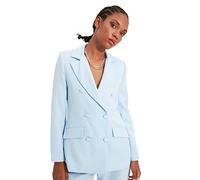 Trendyol Giacca Blazer da Donna con Bottoni dettagliati, Blu Chiaro, Blu Trasparente., 68