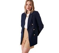 Trendyol Blu Navy Giacca Bottoni, Dettagli Oversize, 48 Donna