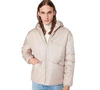 Trendyol Giacca Invernale Oversize con Cappuccio Tinta Unita Cappotto, Pietra, L Uomo