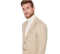 Trendyol Giacca Regular A Righe con Collo A RIS Cappotto, Pietra, 56 Plus Uomo