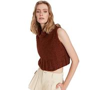 Trendyol Gilet da Donna Aderente Standard Girocollo in Maglia Maglione, Marrone