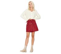 Trendyol Gonna Donna Mini A-Line Stretto in Maglia, Borgogna, XS