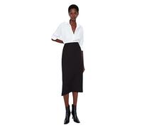 TRENDYOL Gonna Midi Asimmetrica Diritta Tessuto da Donna Skirt, Schwarz, 34