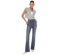 TRENDYOL Gray High Waist Flare Jeans Twoaw24je00143, Grigio, 36 Donna