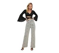 Trendyol Gray Stitch Detailed High Waist 90's Wide Leg Jeans, 36 da Donna