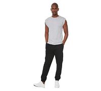Trendyol Grigio Basic, vestibilità Regolare, 100% Cotone, Colletto Rotondo, Maniche Zero Athlet T-Shirt, Uomo