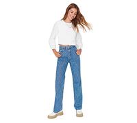 Trendyol Herren Hoher Bund Weites Bein der 90er Jeans, Blue, 38 da Donna