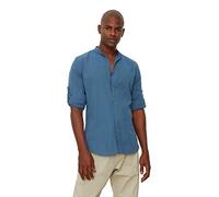 Trendyol Indigo Basic Judge Collar Apolfent Slim Fit-Maglia a Maniche Lunghe da Uomo, Indaco, S