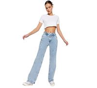 Trendyol Jeans a gamba larga anni '90 a vita alta con dettagli blu