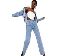 Trendyol Jeans da Donna a Gamba Larga a Vita Alta, Blu, 40
