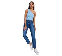 Trendyol Jeans da Donna a Vita Alta a Gamba Larga, Blu, 32, Blu, 62