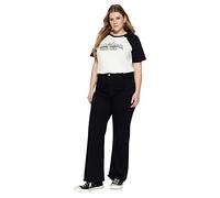 Trendyol Jeans da Donna a Vita Alta, Gamba Larga, Taglie Forti, Nero, 46, Nero