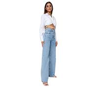 TRENDYOL Jeans da Donna a Vita Alta, Pantaloni a Gamba Larga, Azzurro, 42