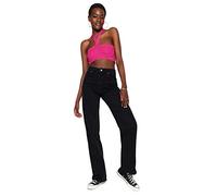 TRENDYOL Jeans da Donna a Vita Alta, Pantaloni a Gamba Larga, Nero, 40