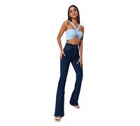 Trendyol Jeans svasati da donna a vita alta, blu scuro, 36, Blu scuro, 66
