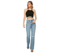 Trendyol Jeans Svasati da Donna a Vita Alta con Gamba Svasata, Blu, 74