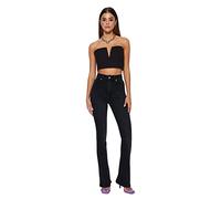 Trendyol Jeans Svasati da Donna a Vita Alta Pantaloni, Nero, 74 IT