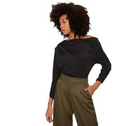 TRENDYOL Kajakkragen Drapierte Gestrickte Bluse Blouse, Nero, S Donna