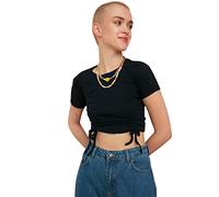 Trendyol Lacivert Shrink Dettagliato Flyillate Camicetta Lavorata a Maglia Camicia da Donna, Blu Navy