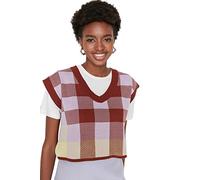 Trendyol Maglia da Donna con Scollo a V Standard Regolare Maglione, Marrone
