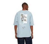 TRENDYOL Herrenübergroße Rundkragen Gedruckt Kurzarm-t-Shirt, Blu, S Uomo