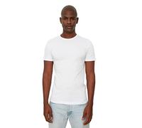 Trendyol Maglietta da Uomo White Basic Male Slim Fit 100% Cotone, a Maniche Corte, Taglia S