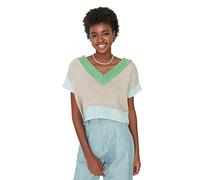 Trendyol Maglione da Donna Regolare con Scollo a V, Pietra, S