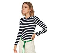 Trendyol Maglione da Donna Slim Basic Girocollo Maglieria, Blu Navy, S