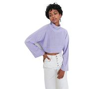 Trendyol Maglione Normale a Collo Alto Maglia di Tuta, Viola, M Donna