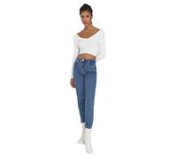 Trendyol Mamma Jeans, Blu, 68 Donna