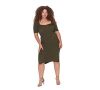 Trendyol Midi Bodycon Fitted Plus Size Dress Vestito, Cachi, 5XL Donna