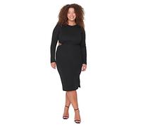 Trendyol Midi Bodycon Fitted Plus Size Dress Vestito, Nero, 4XL Donna
