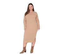 Trendyol Midi Bodycon Plus Size Dress Vestito, Cammello, 5XL Donna