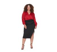 Trendyol Midi da Donna con Spacco, Gonna in Tessuto, Taglie Forti, Nero, 48 Plus