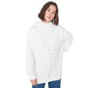 TRENDYOL MİLLA Ecru Felpa con Cappuccio Oversize a Costine
