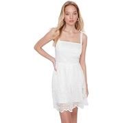 Trendyol Mini A-Line Regular Dress Vestito, Ecru, 66 Donna