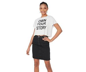 Trendyol Minigonna in Denim da Donna Linea Matita, Nero, 70