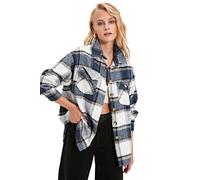 Trendyol Multi-Colored Plaid Jacket Shirt, Camicia da Donna, Multi Color, 38