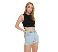 Trendyol Pantaloncini da Donna a Vita Alta a Gamba Larga, Azzurro, 12