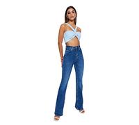 Trendyol Pantaloni da Donna a Vita Alta con Gamba Svasata, Blu, 38
