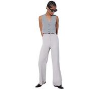 Trendyol Pantaloni da Donna Basics a Vita Alta Gamba Larga, Grigio, 64